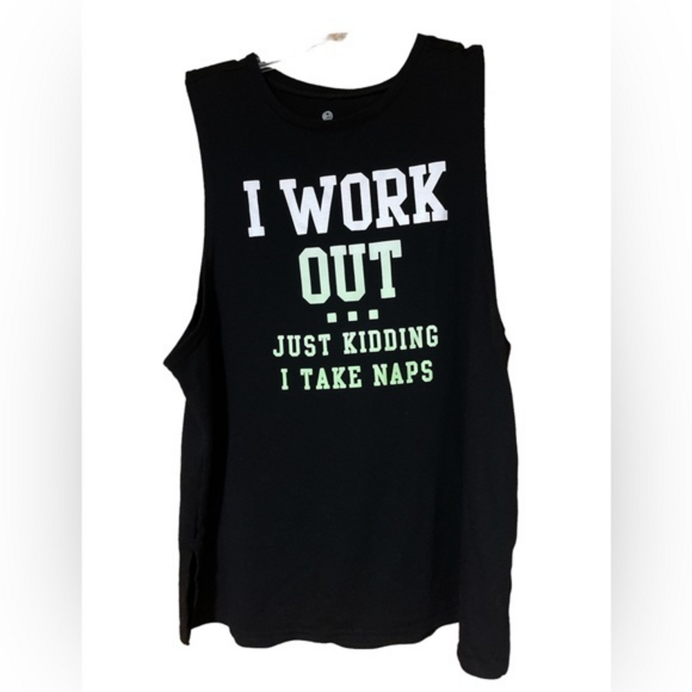 SO Junior’s Graphic Muscle Tee Tank I Work Out Just Kidding I Take Naps L‎